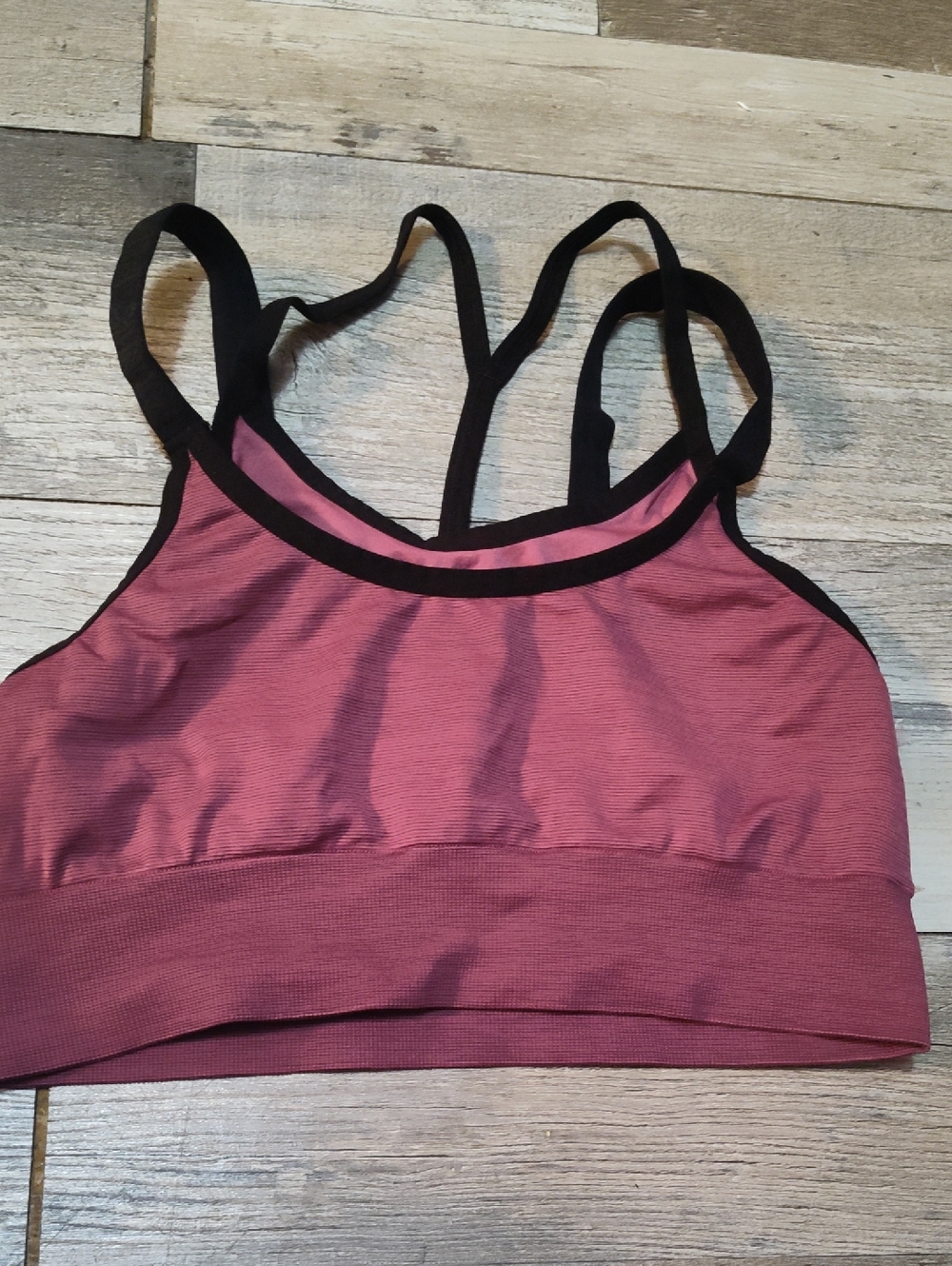 5/$25 SALE PINK Victoria's Secret Sz Large Mauve-Pink Sports Bra with Black Trim